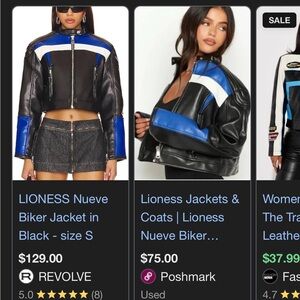 Lioness Black and Blue Leather Biker Jacket